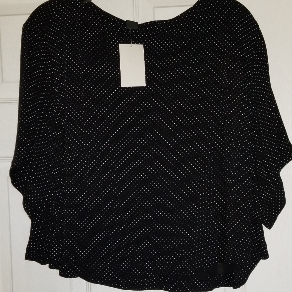 H&M Crop Top. Size 12. Black with tiny white dots.